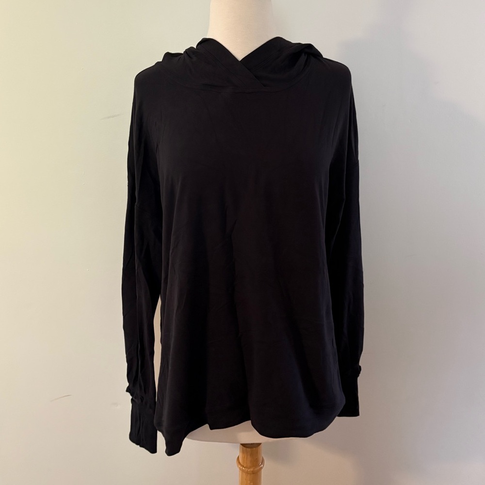 Lululemon Black Women’s Hooded Sweatshirt with Ruffle Sleeves and Gathered Back